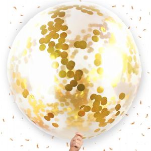 ChicSlick-4 Ballons Confettis Or, 36 Pouces Ballon Gonflable Géant, Ballon Transparent, Ballon Paillette Or Pour Fête, Anniversaire, Mariage, Baptême, Noël, Carnaval, Baby Shower[X2037] - Neuf
