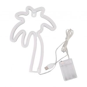 Hjlian Lampe Led Neon Decorative Murale En Forme De Cocotier, Alimentee Par Usb, Veilleuse Pour Chambre A Coucher, Interrupteur A Bascule - Neuf