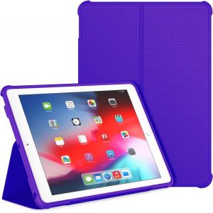 ELVORIX-Coque pour iPad 6e G&eacute;n&eacute;ration/iPad 5e G&eacute;n&eacute;ration 9,7 Pouces 2018/2017, Support Pliable Double avec Coque Arri&egrave;re en TPU Antichoc, Fonction Veille/R&eacute;veil Automatique, Violet Fonc&eacute; - Neuf