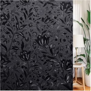 Film Occultant Givré Pour Fenêtre De Jour Et De Nuit, Sans Colle, Électrostatique, Protection Uv, Contrôle De La Chaleur, Tulipe Noir Foncé (30 X 400 Cm) - Neuf