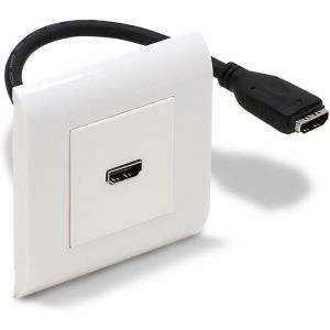 KALANKA-Prise murale HDMI Type Mosaic 80x80 femelle complète, Plastron HDMI 45x45 F/F câble 20cm avec Plaque et support à vis, couleur Blanc - Neuf