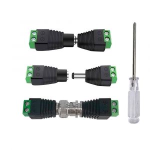 15 Paires 12V/24V 2.1 X 5.5 mm Connecteurs DC Mâle Femelle + 10 Paires Connecteurs Balun Vidéo BNC,pour CCTV Coax Cat5 Cat6 - Neuf