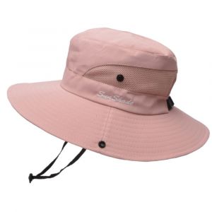 1 Pcs Rose Queue De Cheval Chapeau De Seau, De Plein Air, Chapeau De Soleil, Protection Uv Pliable Maille Large Bord - Neuf