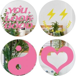 4 Pièces Miroir Mural 20cm Miroir Rond Miroir Adhesif Mural Acrylique Miroirs Muraux Adhesif pour Salle de Bain, Salon, Chambre - Neuf