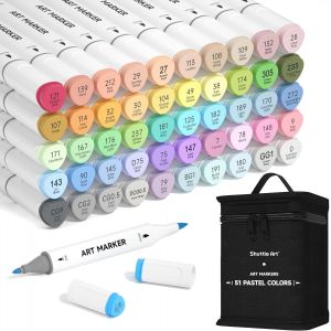 Mevronisshop-Feutre &Agrave; Alcool Pastel, 50 Couleurs, &Agrave; Double Pointe Avec 1 M&eacute;langeur Et 1 Etui De Rangement, Marqueurs De Dessin Parfait Pour Animation Art Esquisse Manga - Neuf