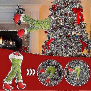 D&eacute;coration de no&euml;l pour l'Arbre Porte - Grinch a Vol&eacute; les Jambes en Peluche Poup&eacute;e Ornement - Neuf