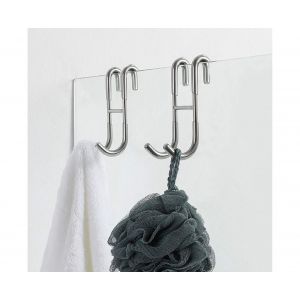 Crochets de porte de douche sans cadre (paquet de 2) pour serviettes et raclettes - Neuf