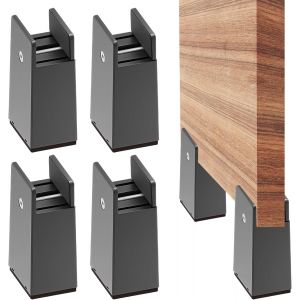 Ulteronixshop-Lot de 4 rehausseurs de meubles r&eacute;glables de 10 cm - Pour pieds de chaise ronds carr&eacute;s de 10 &agrave; 37 mm de large - Pour canap&eacute;, table, chaise, lit, armoire - Noir - Neuf