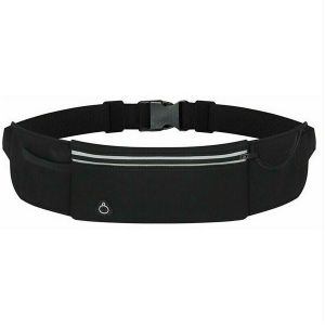 Ceinture de course pour homme et femme, sac banane de sport &eacute;tanche, ceinture de course r&eacute;glable, argent, passeport, t&eacute;l&eacute;phone portable pour l'alpinisme, le cyclisme, les voyages et le jogging, noir - Neuf