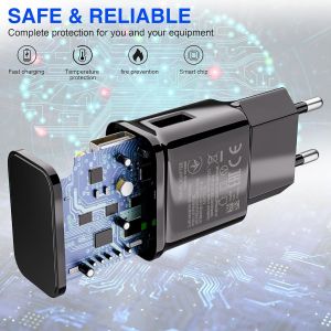 Chargeur Type C Charge Rapide Avec Usb C C&acirc;ble 2m Pour Samsung Galaxy A15 A14 A13 A10 A04s A55 A35 A34 A33 A25 A23 A53 S10 S9 S8 S20 M14 M34 Telephone, Adaptateur Secteur Alimentation (2 Pack) - Neuf