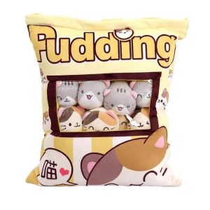 Chat mignon collation oreiller pudding peluche un sac de poup&eacute;e en peluche animale amovible ensemble mignon Kawaii anniversaire - Neuf