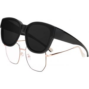 Kathlelxh-B2922 Lunettes De Soleil Polarisées Pour Porteurs De Lunettes, Lunettes De Soleil Pour Homme Et Femme, Grand Ajustement Avec Lentilles Miroir Et Protection Uv400[H1323] - Neuf
