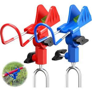 2 Piece Stainless Steel Rod Holder 360&deg; Adjustable Fishing Rod Holder With Luminous Effect Fishing Rod Holder For Boats (Red/Blue) - Neuf