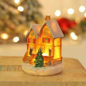 1pcs &Eacute;clair&eacute; Village de No&euml;l Lumineux de la Maison de No&euml;l (G), le Village de No&euml;l de Caract&egrave;re Multicolore Lampe Int&eacute;rieure Miniature D&eacute;coration de No&euml;l, la Neige Cabine de D&eacute;coration d'Art - Neuf