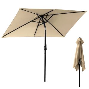 Parasol Rectangulaire 1,4 &times; 2,1 M Modulaire &iquest; Parasol Balcon &Agrave; Assembler, Kaki - Neuf