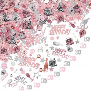 Confettis Anniversaire 50 Ans 20g Argent Rose Or Noir Décoration de Table avec Numéro,Paillettes Anniversaire Confetti Décorations à Dispersion pour Anniversaire Mariage FêTe DéCorations - Neuf