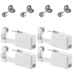 Paquet De 4 Pistolet De Perçage D'oreille Automatique,Kit De Pistolet De Perçage D'oreille Jetable Avec Clous De Boucle D'oreille Kit De Pistolet De Perçage D'oreille De Sécurité Ensembles De Diamants - Neuf