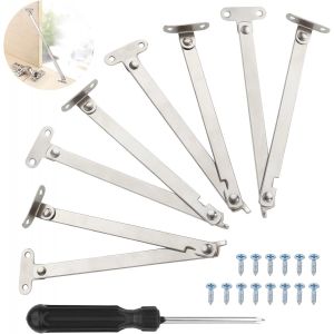 Charni&egrave;re Meuble 4 pcs Charniere Ascenseur en metal Support Charniere Meuble R&eacute;glable Charni&egrave; Pliante Argent pour Porte Placard F&ecirc;netre +Tournevis+ Vis - Neuf