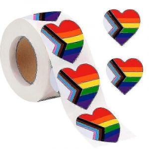 500 Pcs Gay Pride Stickers Arc-En-Ciel Coeur En Forme Rouleau De Ruban Autocollant Pour Pride Parades Festival Décoration De Fête Mardi (3,8 Cm) - Neuf