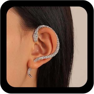 Kal-Boucle D'oreille Gothique Serpent Argent Animaux Rampants Grimpants Goujon Serpent Veste D'oreille Piercing Boucle D'oreille Serpent Suspendu Déclaration Boucles D'oreilles Gauche Pour Femmes - Neuf