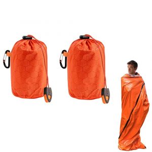 Pack De 2 R&eacute;utilisables Couverture D'urgence, Le Camping En Plein Air Randonn&eacute;e De Survie Sac De Couchage, Imperm&eacute;able &Agrave; L'eau Sac De Survie, Mat&eacute;riel De Survie, Imperm&eacute;able &Agrave; L'eau Thermale De La Randonn&eacute;e Couverture Kit - Neuf