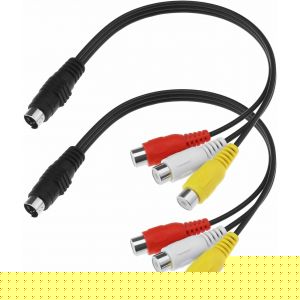 2pcs Câble Femelle S-vidéo vers 3 RCA AV 4 Broches pour Caméscope TV/HDTV Lecteur CD Magnétoscope DVR PVR Lecteur DVD Décodeur PC Portable TV 0.3m de Longueur - Neuf