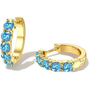 Tianyi-Boucles D'oreilles Or Argent Pour Femmes, Hypoallerg&eacute;nique Boucles D'oreilles En Cercle 925 Argent Pour Homme, 14k Plaqu&eacute; Or Boucles D'oreilles Cr&eacute;oles Avec Zircons Scintillants - Neuf