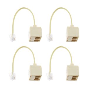 Lot De 4 R&eacute;partiteurs T&eacute;l&eacute;phoniques Bidirectionnels M&acirc;le Vers Femelle Rj11 6P4C - Neuf