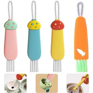 JGD-4 Pi&egrave;ces 3 en 1 Brosse de Nettoyage de Couvercle de Tasse, Brosse de Nettoyage d'espace Multifonction, Portable Pratique et Puissant, Brosse pour Couvercles Petits Espaces et Pailles - Neuf