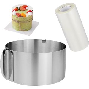 Jexnovashop-Bague &Agrave; G&acirc;teau R&eacute;glable, Anneau De Cuisson 16-30cm Avec Collier &Agrave; G&acirc;teau, Mousse Ronde En Acier Inoxydable Moule &Agrave; G&acirc;teau Pour La Cuisson Des Desserts De P&acirc;tisserie - Neuf