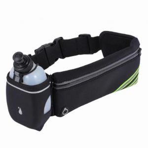 Ceinture De Course Sangle De Taille Élastique Réglable Imperméable Sac De Taille De Sports De Plein Air Avec Bouteille D'eau Noir - Neuf