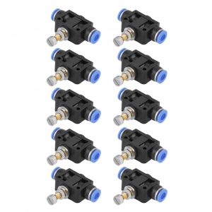 Lot de 10 connecteurs de vanne de régulation de débit d'air pneumatique de 6 mm pour contrôleur de vitesse enfichable - Neuf