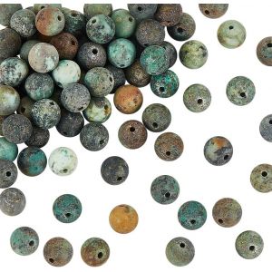 126 Pcs Perles De Pierre Naturelle Turquoise Africaine Givr&eacute;e Ronde L&acirc;che &Eacute;nergie Gu&eacute;rison Pierres Pr&eacute;cieuses Perles 6mm Pour Bracelet Collier Boucles D'oreilles Fabrication De Bijoux - Neuf