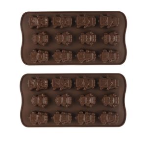Ensemble De 2 Moules &Agrave; P&acirc;tisserie Robot En Silicone - 12 Cavit&eacute;s Pour Chocolats, Bonbons, Gel&eacute;es Et Gla&ccedil;ons - Neuf