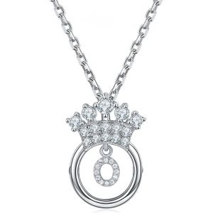 Kal-Chaîne Femme C?urcollier Pendentif 26 Lettres Alphabet Initiales Avec Zirconium,Collier Couronne,Bijoux Lettre Personnalisés Pour Mère Fille Femmes Filles - Neuf