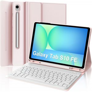 Coque Clavier Pour Samsung Galaxy Tab S10 Fe 10.9"" 2025/S9 Fe 10.9"" 2023,Azerty Fran&ccedil;ais Clavier Magn&eacute;tique D&eacute;tachable Bluetooth Pour Tablette Samsung S10 Fe 10.9"" 2025,Rose - Neuf