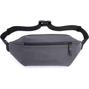 SJZG-Sac Banane Femme Homme,Sacoche Banane Imperméable Avec 4 Poches Et Sangle Réglabl Sac De Taille Avec Porte - Bouteille Pour Le Camping,La Randonnée,Fitness,Course, Voyage À Vélo (Gris) - Neuf