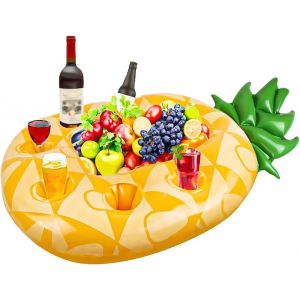Porte-Gobelet Gonflable &iquest; Flotteur De Piscine En Pvc En Forme D'ananas Avec 6 Porte-Gobelets Et Plateau &Agrave; Collations, Bo&icirc;te De Rangement Flottante Portable Pour Boissons Pour F&ecirc;tes &Agrave; La - Neuf