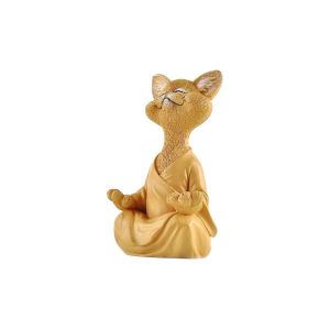 Figurine de chat Bouddha pour la m&eacute;ditation et le yoga, 18 cm - Orange - Neuf