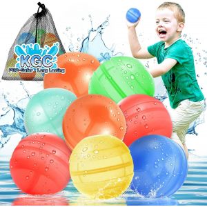 Kal-8pcs Bombe A Eau Réutilisable, Ballon D'eau Reutilisable, Bombe À Eau Réutilisable, Ballon D'eau En Silicone, Avec Un Sac En Filet, Jouet D'extérieur, Piscine, Fête D'été À La Piscine - Neuf