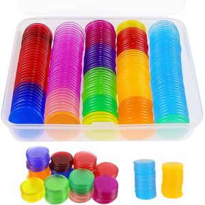200 PCS Bingo Jetons, Jetons de Bingo en Plastique Coloré 18mm avec Boite, pour Jeu de Société Multicolore, Etudiant Marqueurs Objets à Compter Chiffre - Neuf