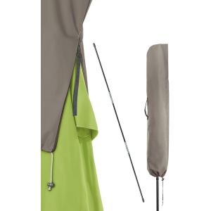 Housse de protection pour parasol jusqu'&agrave; 3 m de diam&egrave;tre - Housse de parasol fonctionnelle avec fermeture &eacute;clair - Tige - Housse de protection pour parasol - En polyester - Taupe - Neuf