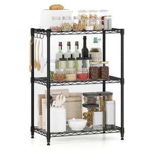 79 cm Meuble &Eacute;tag&egrave;re &agrave; 3 Niveaux COSTWAY, &Eacute;tag&egrave;re R&eacute;glable, Grille en Fil en Forme de V, Charge 204 kg, pour Maison Cuisine Garage - Neuf