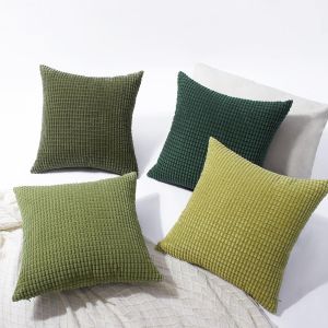 Cauc-Housse De Coussin 45x45 Cm D&eacute;grad&eacute; Vert En Velours C&ocirc;tel&eacute; Lot De 4 U2013 Coussin Boh&egrave;me &Eacute;l&eacute;gant Et Naturel Pour Salon, Canap&eacute;, Jardin, Chambre, Ambiance Fra&icirc;che Et Printani&egrave;re - Neuf
