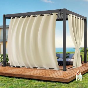 Ulteronixshop-Rideau d'ext&eacute;rieur, r&eacute;sistant aux intemp&eacute;ries, l 254 x H 274 cm, imperm&eacute;able, avec ?illets, coupe-vent, protection solaire, brise-vue, pour jardin, terrasse, balcon, pergola, tonnelle, beige - Neuf