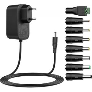 12V 3A Alimentation Universelle,12V 1A 2A 3A Alimentation avec 8 Prises DC pour Bande LED,Haut-parleurs,routeur,caméra,Lecteur DVD,Disque Dur Externe Mobile,écran LCD,3000mA Max. - Neuf