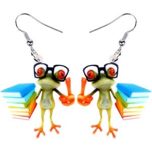 Kal-Acrylique Dessin Animé Grenouille Skateboard Boucles D'oreilles Pendentif Grand Long Bijoux Animaux De Mode Pour Femmes Filles Ados Charms - Neuf