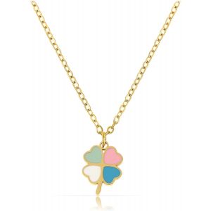 Kal-Collier Filigrane Pour Femme En Or Avec Pendentif En Forme De C?ur, Fleur Ou Trèfle, En Acier Inoxydable Chirurgical, 40 + 5 Cm, Bijoux En Or, Étanche, Collier D'amitié - Neuf