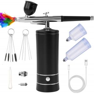 Kit Aérographe Multi-Fonctions avec Compresseur, Pistolet Aérographe Portable pour Nail Art, Décoration de Gâteau, Maquillage, Modélisation de Tatouage, Modélisation de Modèle - Neuf