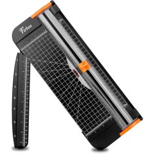 JEXNOVASHOP-A4 Massicot 12 Pouces R&egrave;gle Titane Guillotine Coupe Papier avec S&eacute;curit&eacute; Syst&egrave;me Rempla&ccedil;able Lame Couper Coupon, Papier d'artisanat, Etiquette et Photo (Noir) - Neuf